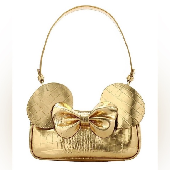 Disney Handbags - NWT Minnie Mouse Faux Croc Shoulder Bag